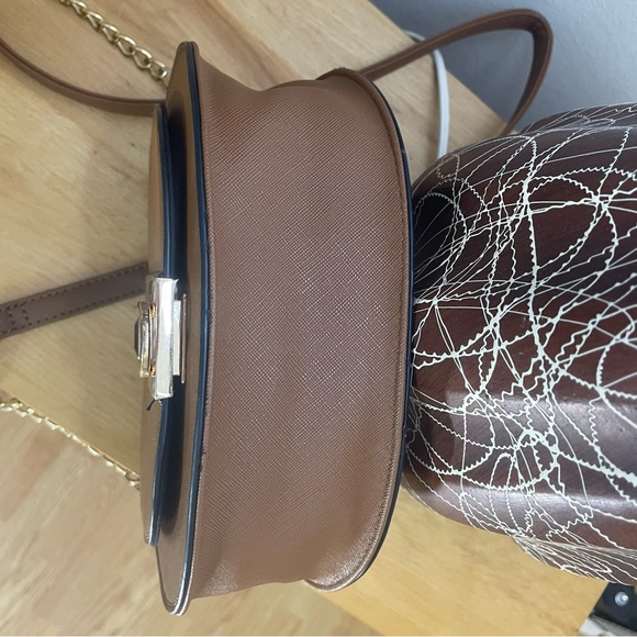 Canvas Crossbody Saddle Bag with Gold Hardware - Picture 8 of 9